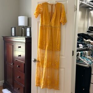 E Letter yellow maxi dress